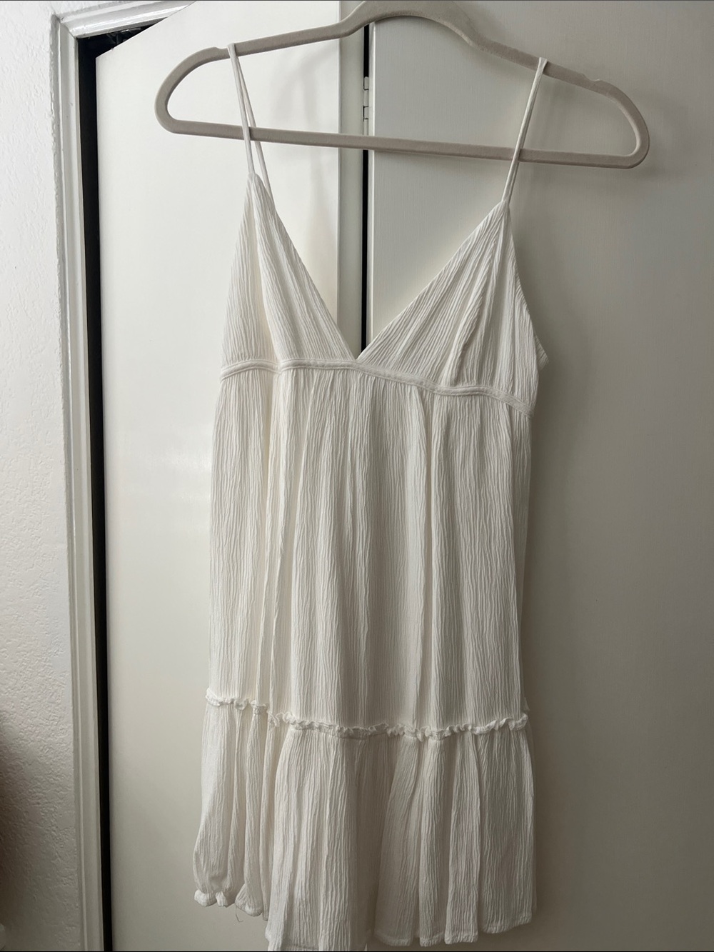 Garage Cream V-Neck Mini Slip Dress